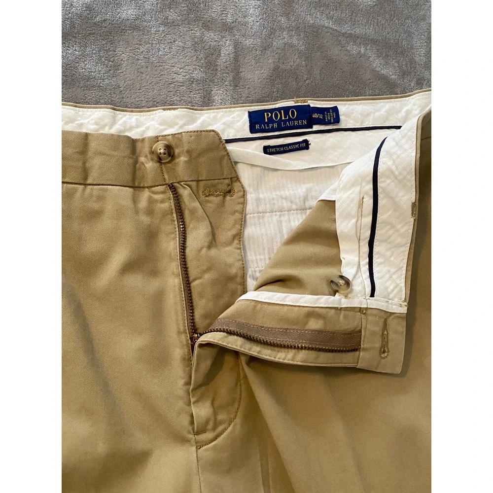 Polo Ralph Lauren Pants Sz 40/32 Tan Stretch Classic Fit Chino Business Casual